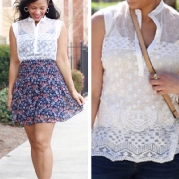 Cabi White Lace sleeveless sheer Prudence Blouse Top #5201 size small - Picture 3 of 14